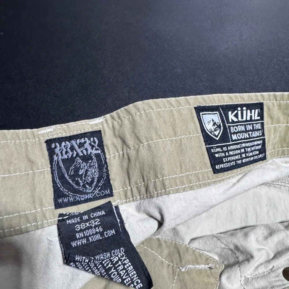 Kuhl Hiking Pants‎ Mens 38x32 Khaki Tan Solid Outdoor Utility Cargo Trousers